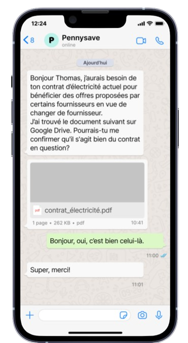 Screenshot showing iPhone with document sharing feature